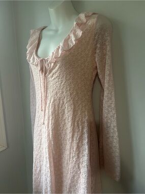 See You Monday Blush Pink Lace-Trim Overlay Dress